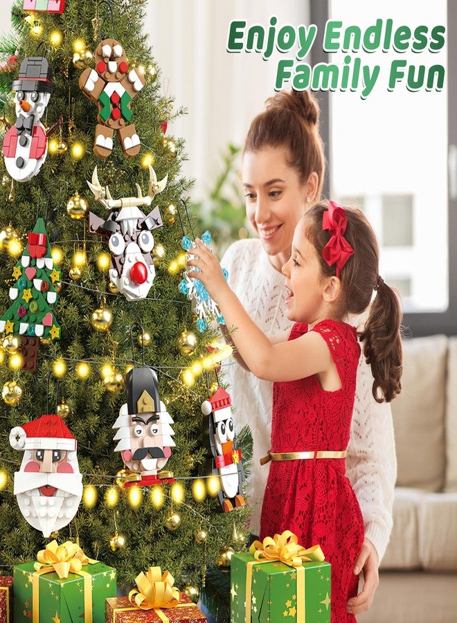 MOONTOY Christmas Ornaments Building Blocks Set,12 PCS Christmas Ornaments Building Kit, Santa, Snowman, Reindeer, Christmas Tree, Snowflake, Stocking, Stocking Stuffers Decor Toys Gifts for Boys Girls Kids - Image 3